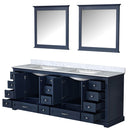 Lexora Dukes 84" W x 22" D Navy Blue Double Bath Vanity Carrara Marble Top and 34" Mirrors