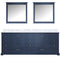 Lexora Dukes 84" W x 22" D Navy Blue Double Bath Vanity Carrara Marble Top and 34" Mirrors