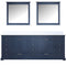 Lexora Dukes 84" W x 22" D Navy Blue Double Bath Vanity Carrara Marble Top and 34" Mirrors