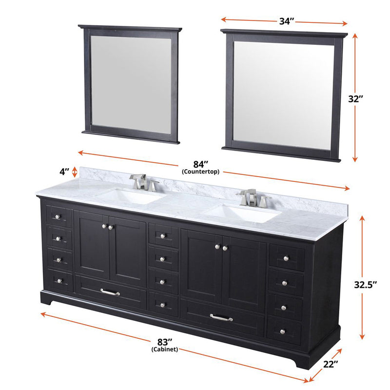 Lexora Dukes 84" W x 22" D Double Bath Vanity