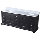 Lexora Dukes 84" W x 22" D Espresso Double Bath Vanity and Carrara Marble Top