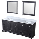 Lexora Dukes 84" W x 22" D Espresso Double Bath Vanity Carrara Marble Top and 34" Mirrors