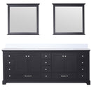 Lexora Dukes 84" W x 22" D Espresso Double Bath Vanity Carrara Marble Top and 34" Mirrors