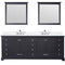 Lexora Dukes 84" W x 22" D Espresso Double Bath Vanity Carrara Marble Top with Faucet Set and 34" Mirrors