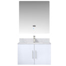 Lexora Geneva 30" W x 22" D Glossy White Bath Vanity Marble Top with Faucet Set and 30" LED Mirror