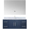 Lexora Geneva 48 " W x 22 " D Navy Blue Bath Vanity Marble Top with Faucet Set and 48" LED Mirror