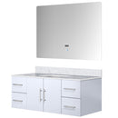 Lexora Geneva 48 " W x 22 " D Glossy White Bath Vanity Marble Top and 48" LED Mirror