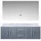 Lexora Geneva 60" W x 22" D Dark Grey Double Bath Vanity Marble Top and 60" LED Mirror