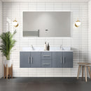 Lexora Geneva 60" W x 22" D Dark Grey Double Bath Vanity Carrara Marble Top with Faucet Set and 60" LED Mirror