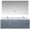 Lexora Geneva 60" W x 22" D Dark Grey Double Bath Vanity Carrara Marble Top with Faucet Set and 60" LED Mirror