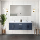 Lexora Geneva 60" W x 22" D Navy Blue Double Bath Vanity Marble Top and 60" LED Mirror