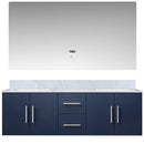 Lexora Geneva 60" W x 22" D Navy Blue Double Bath Vanity Marble Top and 60" LED Mirror