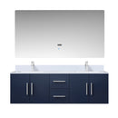 Lexora Geneva 60" W x 22" D Navy Blue Double Bath Vanity Marble Top with Faucet Set and 60" LED Mirror