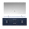 Lexora Geneva 60" W x 22" D Navy Blue Double Bath Vanity Marble Top with Faucet Set and 60" LED Mirror