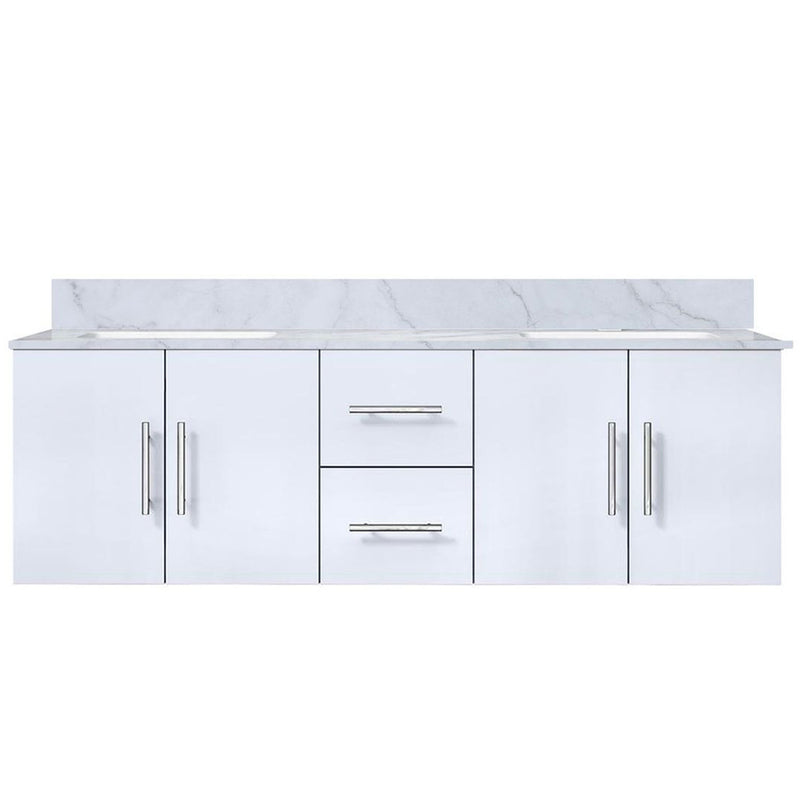 Lexora Geneva 60 " W x 22 " D Glossy White Double Bath Vanity and Marble Top