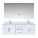 Lexora Geneva 60" W x 22" D Glossy White Double Bath Vanity Marble Top with Faucet Set and 60" LED Mirror