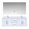 Lexora Geneva 60" W x 22" D Glossy White Double Bath Vanity Marble Top with Faucet Set and 60" LED Mirror