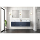 Lexora Geneva 72" W x 22" D Navy Blue Double Bath Vanity Marble Top and 30" LED Mirrors