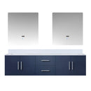 Lexora Geneva 72" W x 22" D Navy Blue Double Bath Vanity Marble Top and 30" LED Mirrors