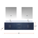 Lexora Geneva 72" W x 22" D Navy Blue Double Bath Vanity Marble Top with Faucet Set and 30" LED Mirrors