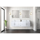 Lexora Geneva 72" W x 22" D Glossy White Double Bath Vanity Marble Top with Faucet Set and 30" LED Mirrors