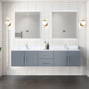 Lexora Geneva 80" W x 22" D Dark Grey Double Bath Vanity and Marble Top