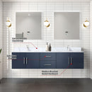 Lexora Geneva 80" W x 22" D Navy Blue Double Bath Vanity and Marble Top with 30" LED Mirrors