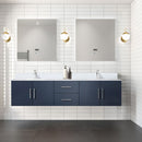 Lexora Geneva 80" W x 22" D Navy Blue Double Bath Vanity and Marble Top, Faucet Set with 30" LED Mirrors