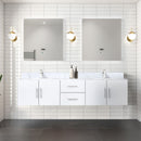 Lexora Geneva 80" W x 22" D Glossy White Double Bath Vanity and Marble Top