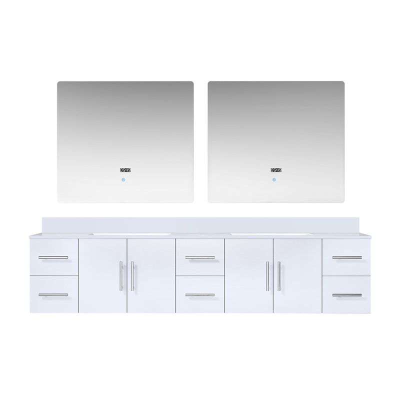 Lexora Geneva 84" W x 22" D Double Bath Vanity, Marble Top with 36" LED Mirrors