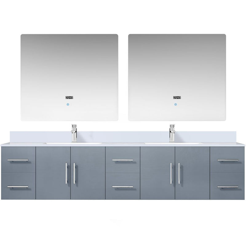 Lexora Geneva 84" W x 22" D Double Bath Vanity, Marble Top with Faucet Set and 36" LED Mirrors