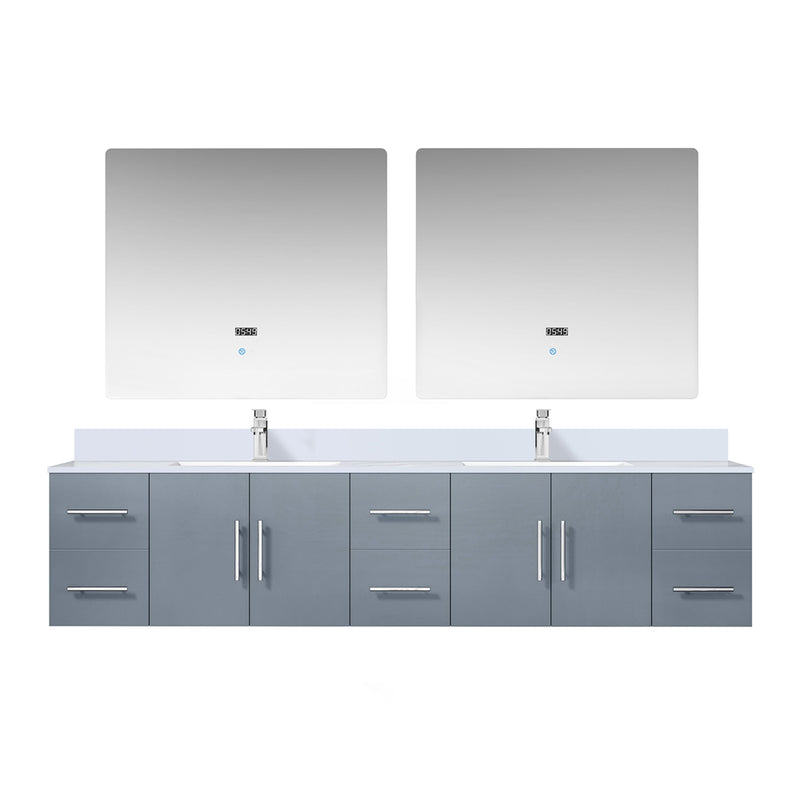 Lexora Geneva 84" W x 22" D Double Bath Vanity, Marble Top with Faucet Set and 36" LED Mirrors