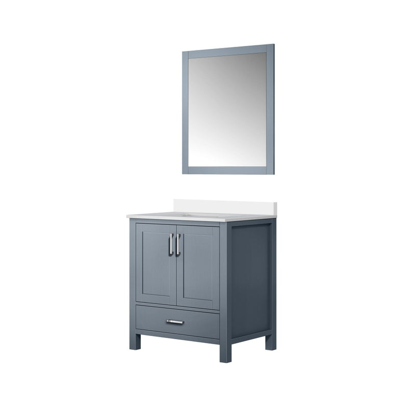 Lexora Jacques 30" W x 22" D Single Bath Vanity with Marble Top and 28" Mirror