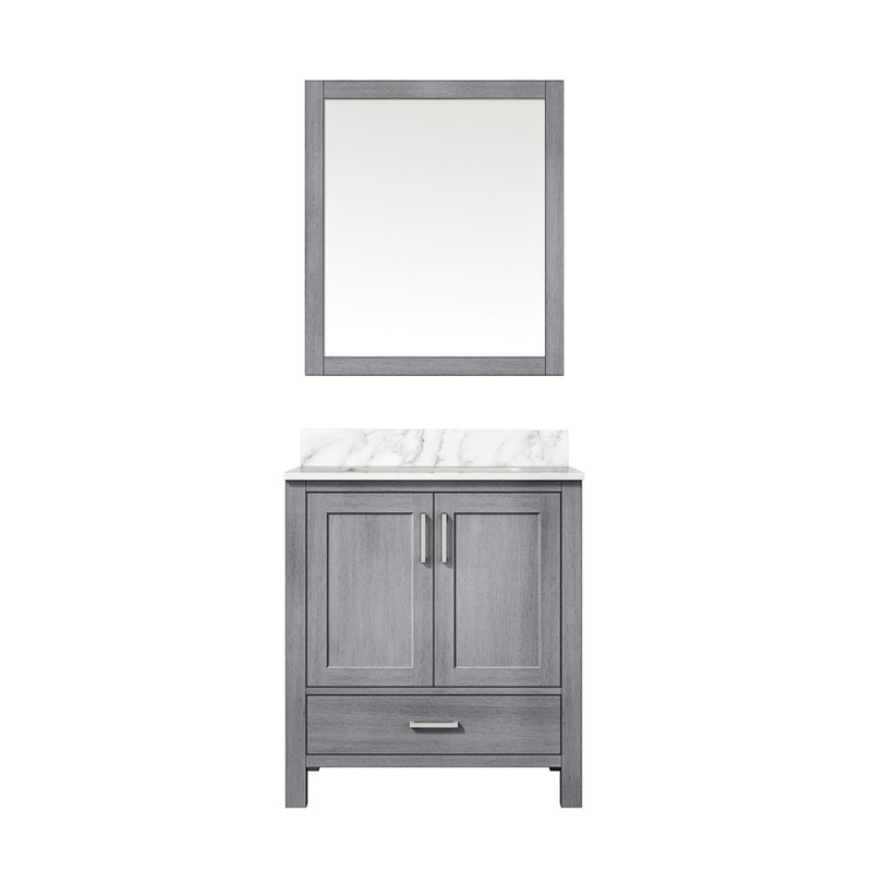 Lexora Jacques 30" W x 22" D Single Bath Vanity with Marble Top and 28" Mirror