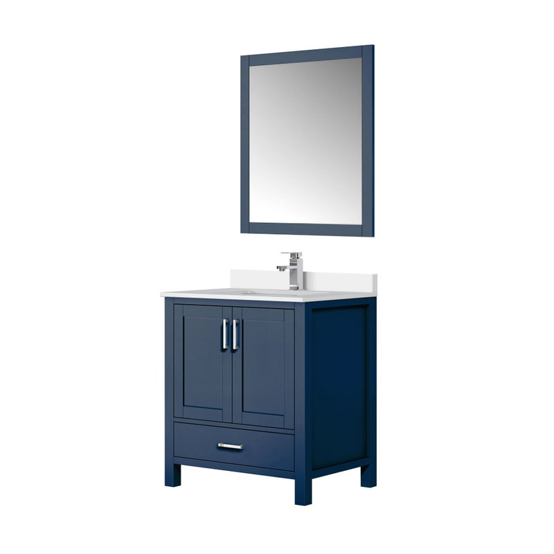 Lexora Jacques 30" W x 22" D Single Bath Vanity Marble Top with Faucet Set and 28" Mirror