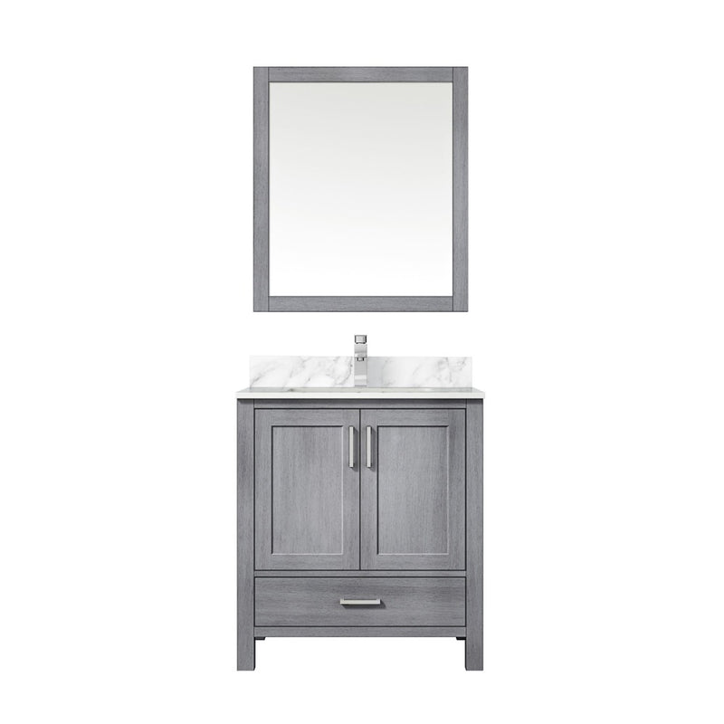 Lexora Jacques 30" W x 22" D Single Bath Vanity Marble Top with Faucet Set and 28" Mirror