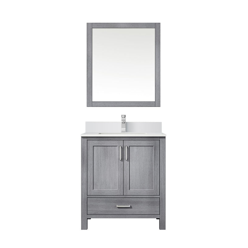 Lexora Jacques 30" W x 22" D Single Bath Vanity Marble Top with Faucet Set and 28" Mirror