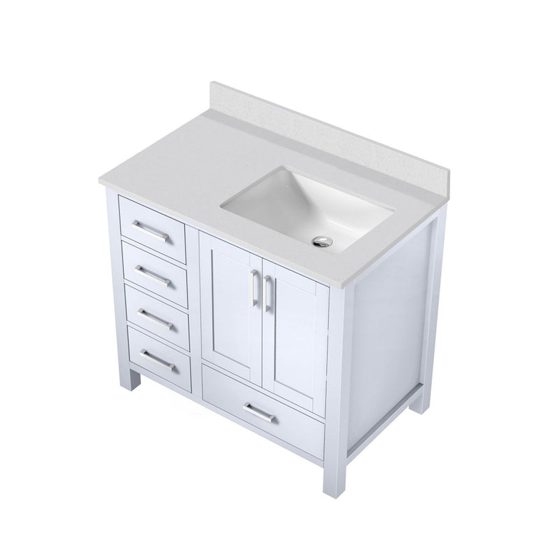 Lexora Jacques 36" W x 22" D Offset White Single Bath Vanity and Marble Top