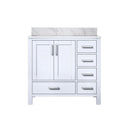 Lexora Jacques 36" W x 22" D Offset White Single Bath Vanity and Marble Top