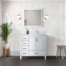 Lexora Jacques 36" W x 22" D Offset White Single Bath Vanity Marble Top with Faucet Set and 34" Mirrors