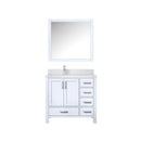 Lexora Jacques 36" W x 22" D Offset White Single Bath Vanity Marble Top with Faucet Set and 34" Mirrors