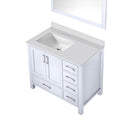 Lexora Jacques 36" W x 22" D Offset White Single Bath Vanity with Marble Top and 34" Mirrors