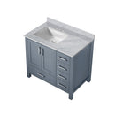 Lexora Jacques 36" W x 22" D Offset Dark Grey Single Bath Vanity and Marble Top