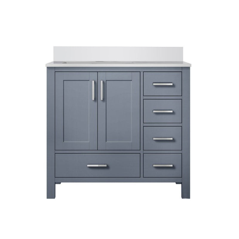 Lexora Jacques 36" W x 22" D Offset Dark Grey Single Bath Vanity and Marble Top