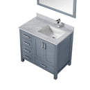 Lexora Jacques 36" W x 22" D Offset Dark Grey Single Bath Vanity Marble Top with Faucet Set and 34" Mirrors