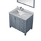 Lexora Jacques 36" W x 22" D Offset Dark Grey Single Bath Vanity Marble Top with Faucet Set and 34" Mirrors