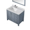 Lexora Jacques 36" W x 22" D Offset Dark Grey Single Bath Vanity Marble Top with Faucet Set and 34" Mirrors