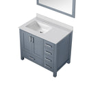 Lexora Jacques 36" W x 22" D Offset Dark Grey Single Bath Vanity with Marble Top and 34" Mirrors