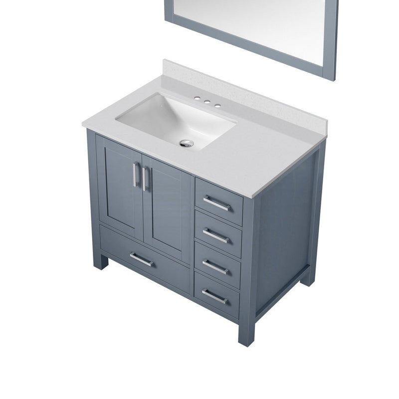 Lexora Jacques 36" W x 22" D Offset Dark Grey Single Bath Vanity with Marble Top and 34" Mirrors