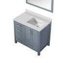 Lexora Jacques 36" W x 22" D Offset Dark Grey Single Bath Vanity with Marble Top and 34" Mirrors